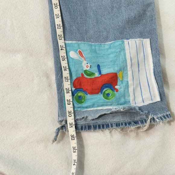 Artfully Altered Gap Carpenter jeans hand embroidered flowers butterflies Medium - Picture 11 of 12